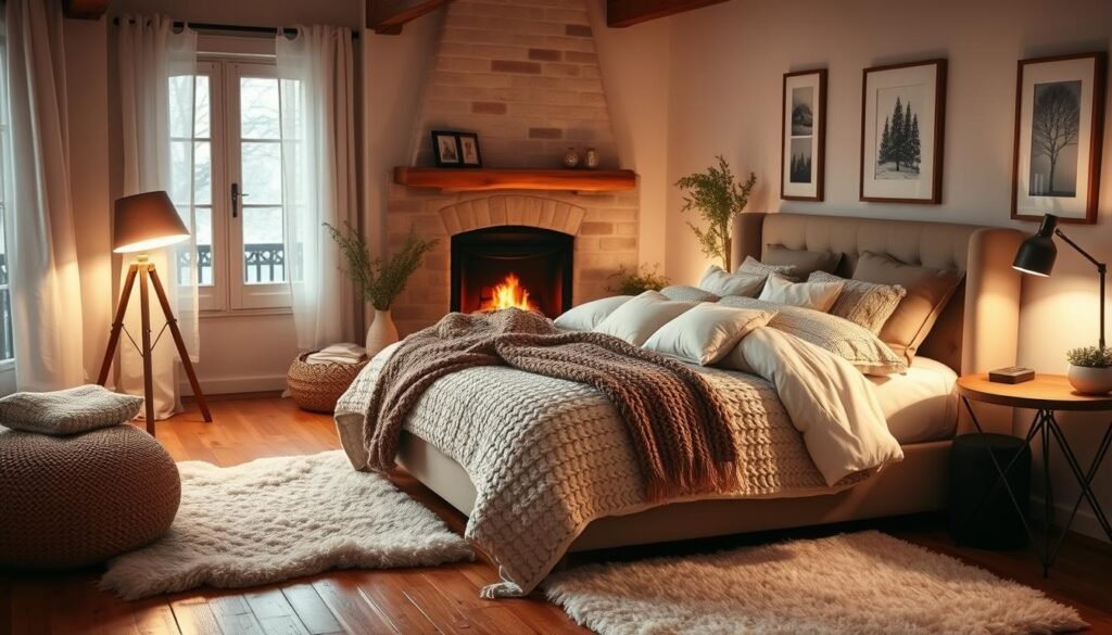 ideias de decoração de inverno aconchegante para uma noite fria