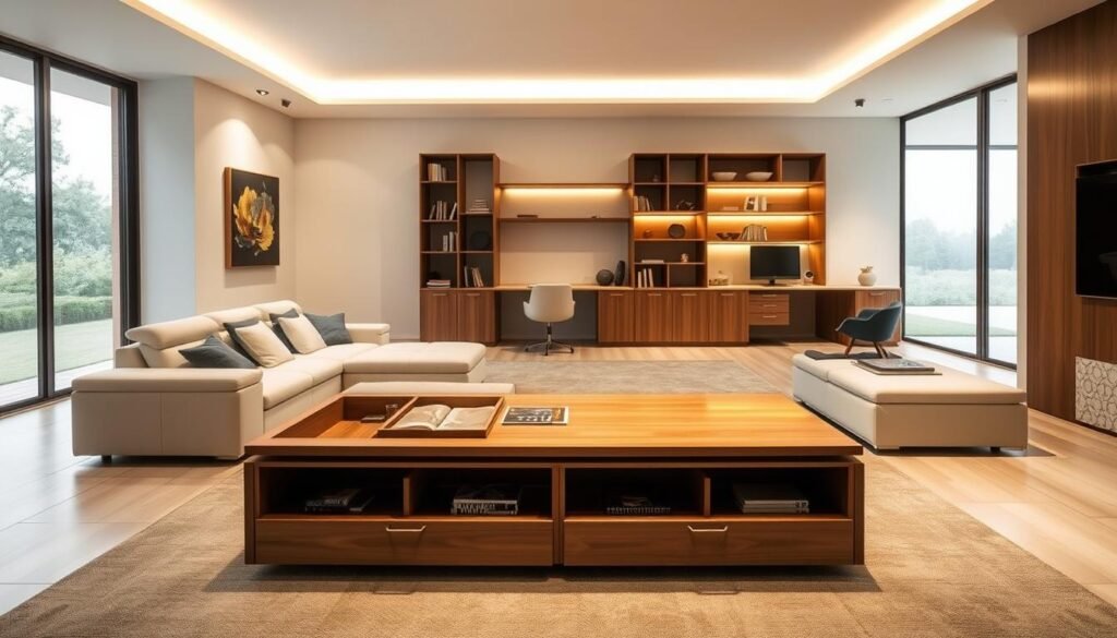 Móveis multifuncionais para sala moderna