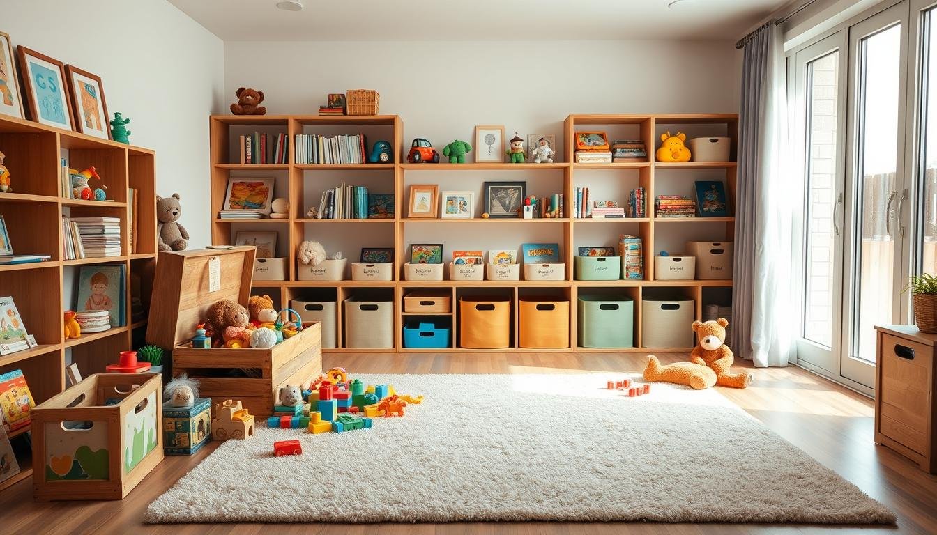 como organizar os brinquedos das crianças na sala de estar