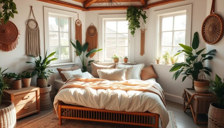 design de quarto boho para espaços pequenos