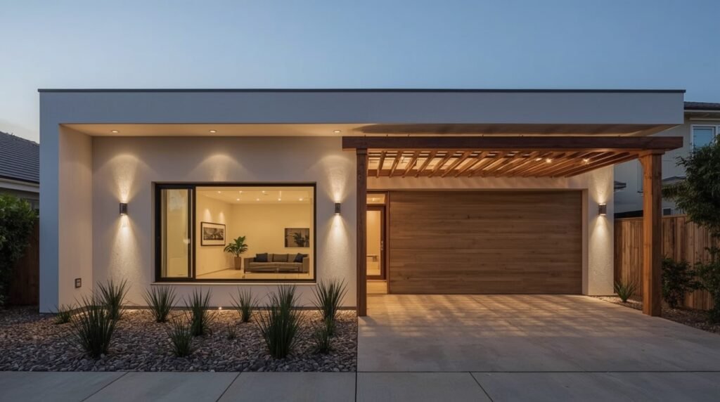 fachada com pergolado