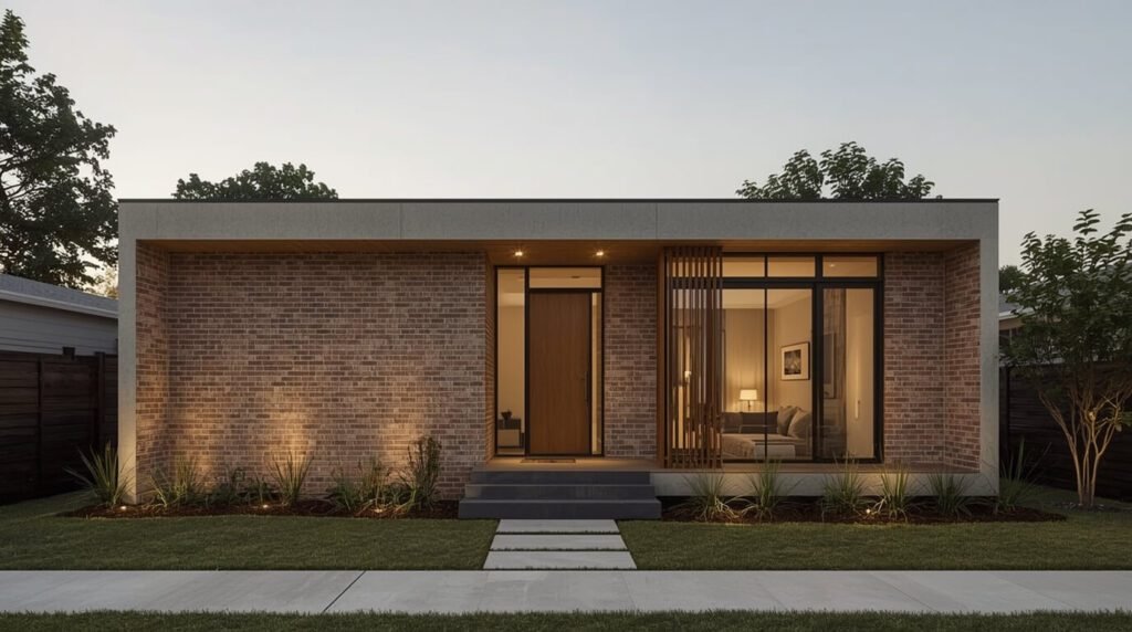 fachada com tijolos aparentes