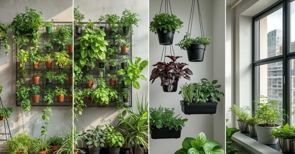 diferentes tipos de horta em apartamento com vasos e jardineiras