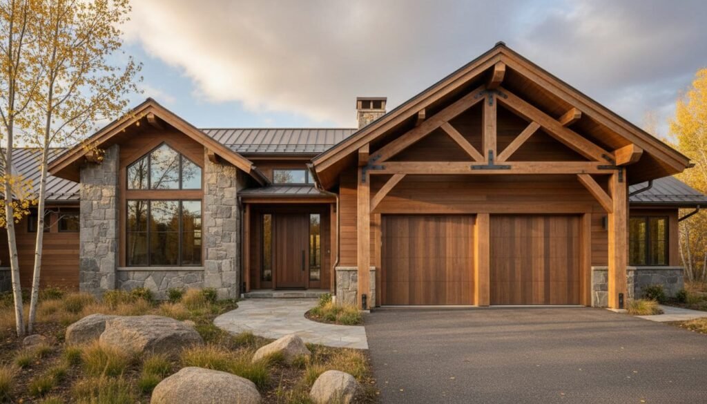 garagem com estrutura de madeira