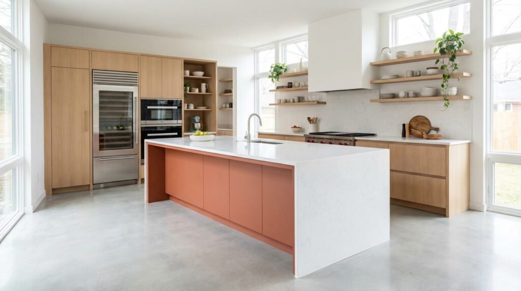 Projeto de cozinha: Integrando a bancada com a paleta terracota