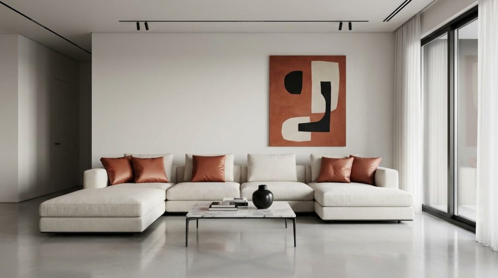 Contraste Moderno: Como equilibrar com Branco Off-white e Preto