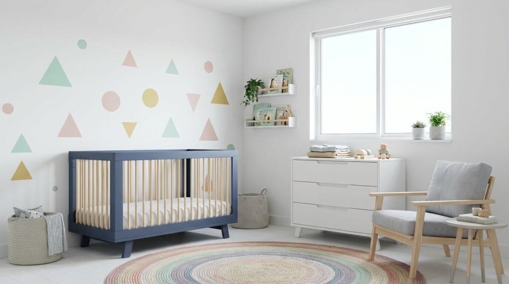 quarto de bebe estilo minimalismo colorido