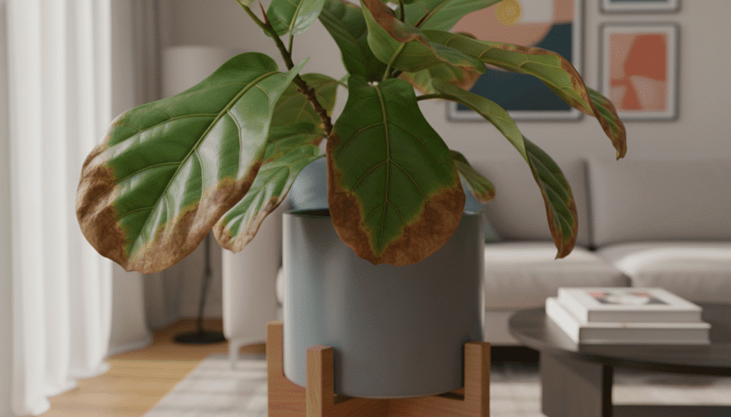 Ficus Lyrata folhas podem apresentar problemas Ficus Lyrata folhas podem apresentar problemas