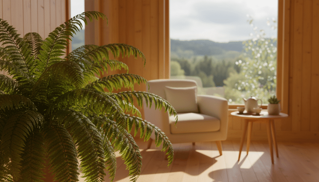 Samambaia em ambiente ideal com temperatura amena