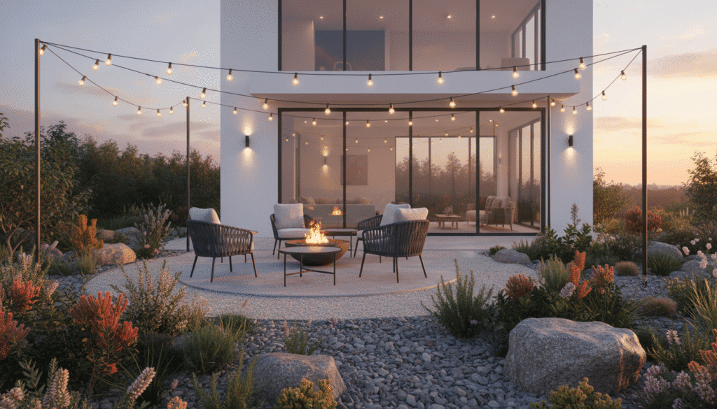 área externa com paisagismo moderno