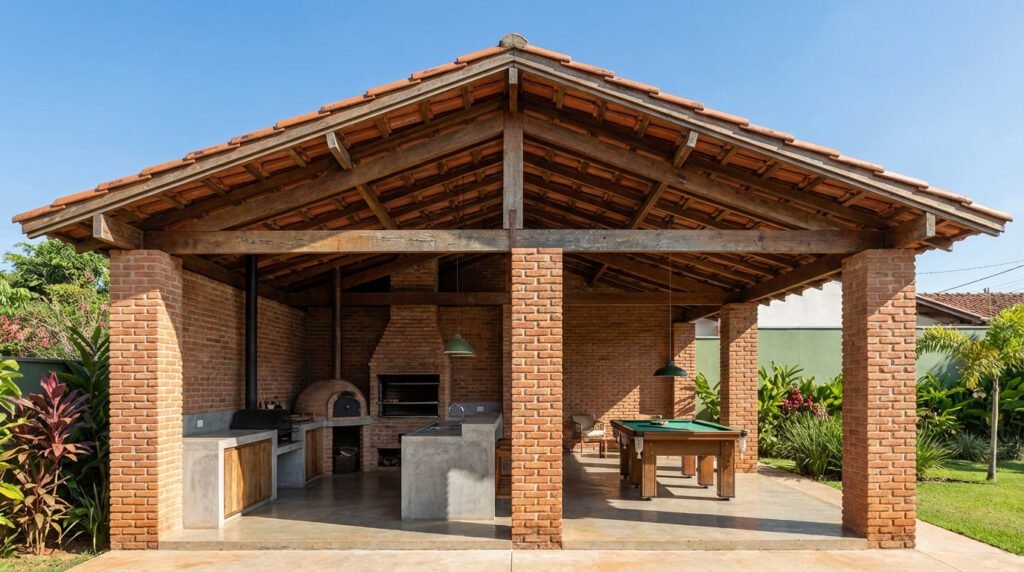 área gourmet com edícula e salão de jogos